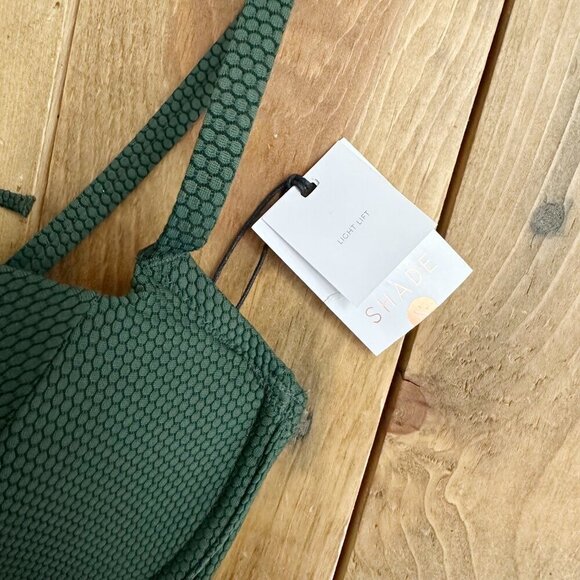 NWT Shade & Shore Green Textured Bikini Top‎ Swim 34D Light Lift - Picture 2 of 7